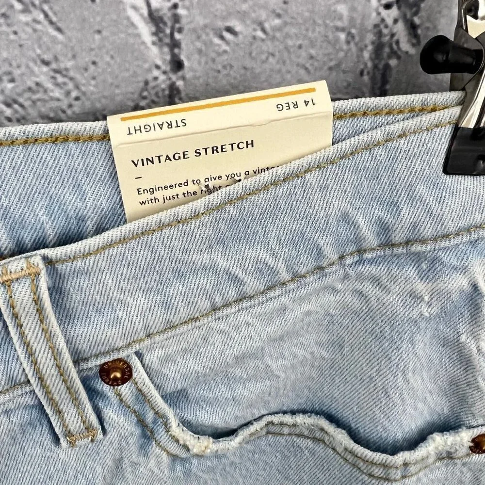 Universal Thread Vintage Straight Stretch Button Fly Jeans Size 14 Ankle Length - Picture 5 of 13